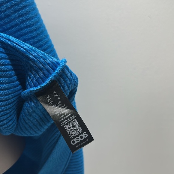 Asos Sweater Pullover Ribbed Knit Long Sleeve Crewneck Blue Oversized US Size 6 - Picture 6 of 8